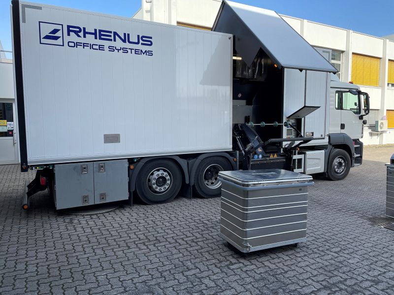 Rhenus security shredding with bin in front